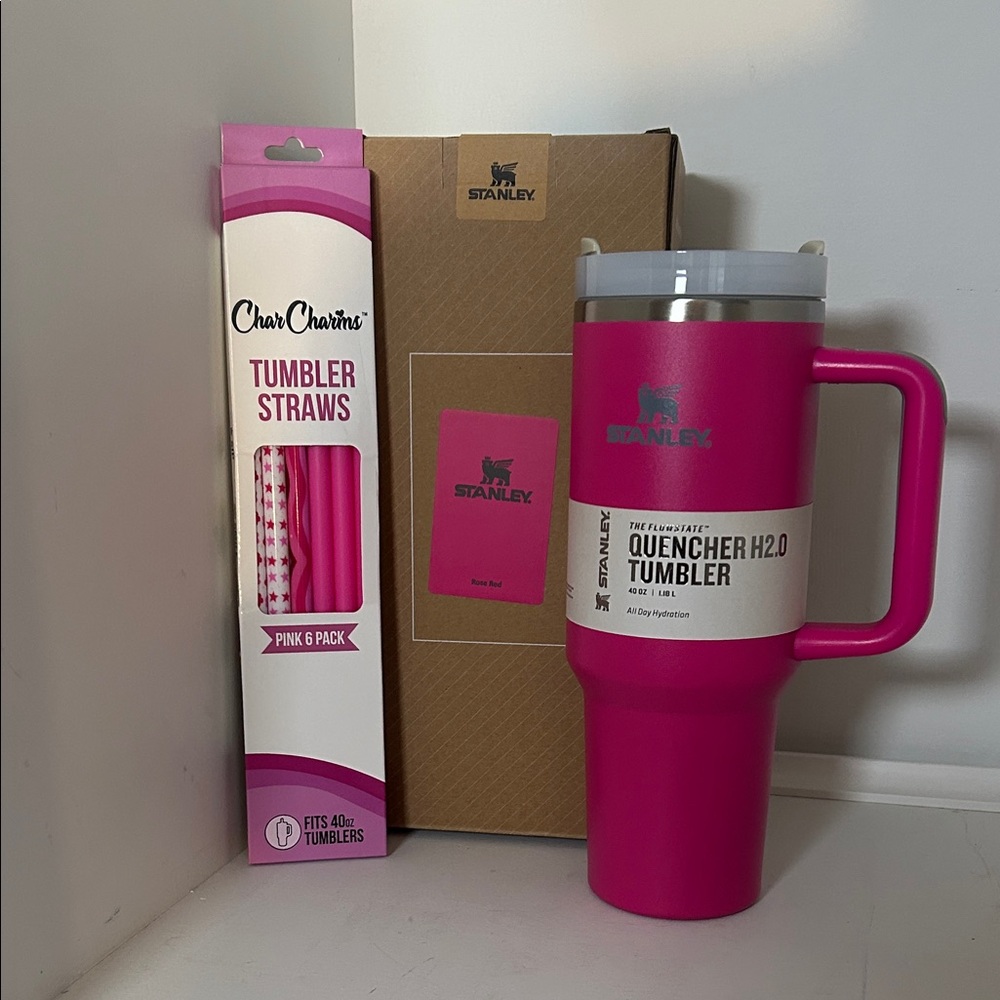 Stanley Pink Quencher Tumbler with Straw Set